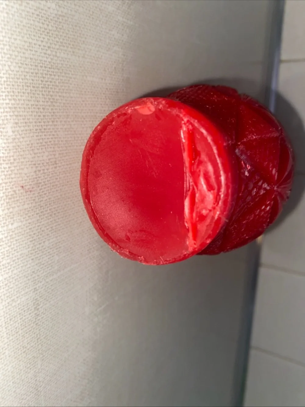 Vintage UNLIT Wax Candle Vase Shaped Red‎ Textured Patterned